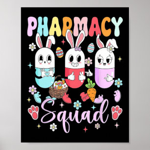 Póster Equipo de Farmacia de Pascua Pastillas Farmacéutic