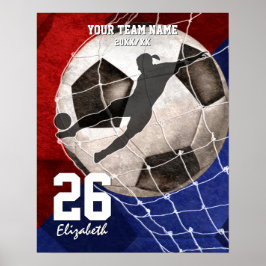 Póster Equipo de fútbol de chicas conmemorativos al final