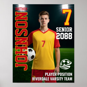 Póster Equipo de Fútbol Foto Personalizada para Noche de