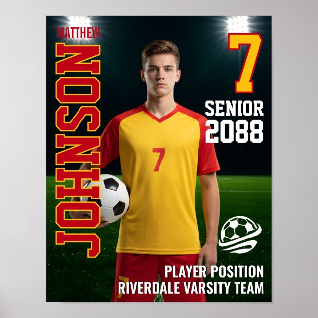 Póster Equipo de Fútbol Foto Personalizada para Noche de  (Frente)