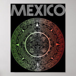 Póster Equipo de Fútbol México Bandera Ll Azteca Mexicana