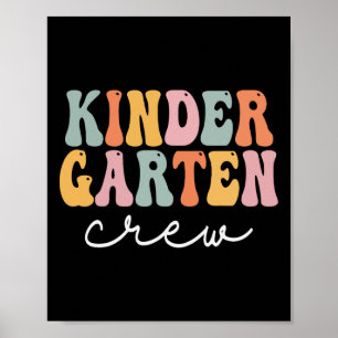 Póster Equipo de guardería Retro Groovy Vintage Primer Dí