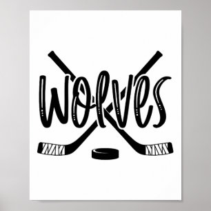 Póster Equipo de hockey Wolves Mascot School Spirit Game 