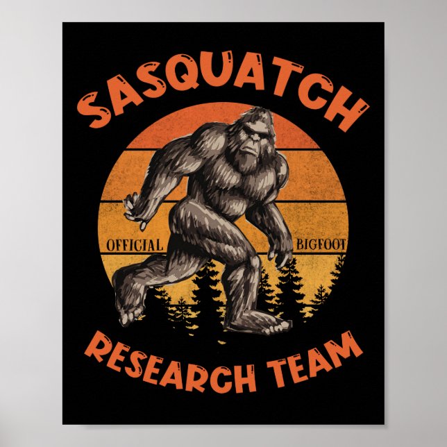 Póster Equipo de Investigación Bigfoot Retro Vintage Sasq (Frente)