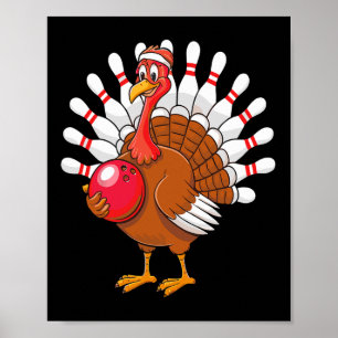 Póster Equipo de juego de boliche de Thankding Turkey Pin