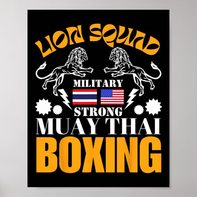 Póster Equipo de León Tailandia Kickboxing Muay Thai Mma  (Frente)