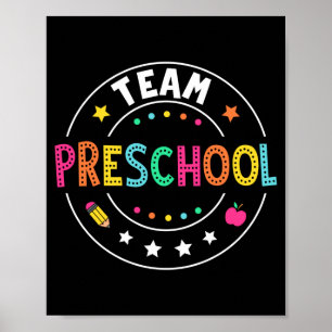 Póster Equipo de maestra de preescolar niños vuelven a la