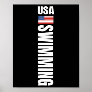 Póster Equipo de natación con bandera estadounidense de U