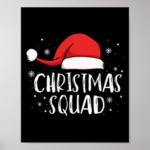 Póster Equipo de Navidad Gorro de Santa Rojo Claro Famili