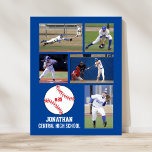 Póster Equipo de nombre de Collage de fotos de béisbol 5<br><div class="desc">Este poster personalizado de béisbol cuenta con 5 fotos, nombre del jugador de béisbol, número de camiseta y nombre del equipo. Personaliza con tomas de acción, fotos de equipo, etc. Cambie fácilmente el color de fondo para que coincida con los colores de su equipo, sólo tiene que hacer clic en...</div>