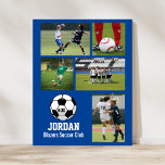 Póster Equipo de nombre de Collage de fotos de fútbol per<br><div class="desc">Poster de collage de fotos de fútbol personalizado que incluye tus fotos favoritas subidas de fútbol, un gráfico de fútbol blanco con el número de camiseta de tu jugador y texto adicional como el nombre de tu jugador y/o nombre del equipo. Este diseño se establece en un color de fondo...</div>