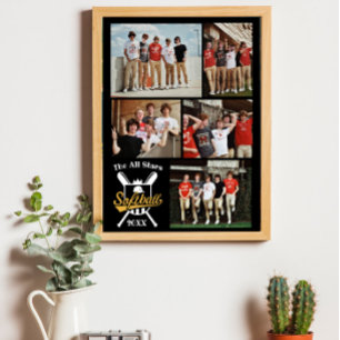 Póster Equipo de nombre de Collage de fotos de Softball p