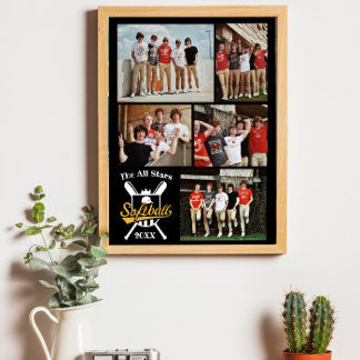 Póster Equipo de nombre de Collage de fotos de Softball p