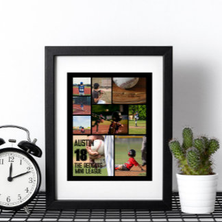 Póster Equipo de nombre de Collage de fotos de Softball p