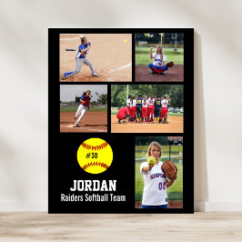 Póster Equipo de nombre de Collage de fotos de Softball p