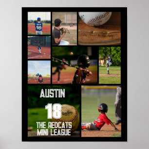 Póster Equipo de nombre de Collage de fotos de Softball p