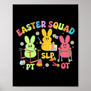 Póster Equipo de Pascua de Terapia Squad Slp Ot Pt Conejo