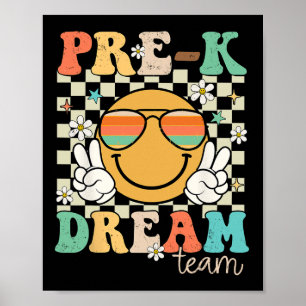 Póster Equipo de pre-k Maestro de ensueño Retro Preescola