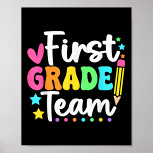 Póster Equipo de primer grado vuelve a la escuela maestro