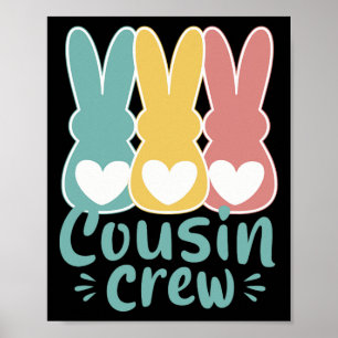 Póster Equipo de primos de Pascua Familia de conejitos a 