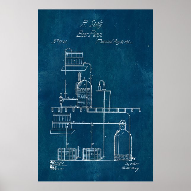 Póster Equipo de producción de cerveza Blueprint (Frente)
