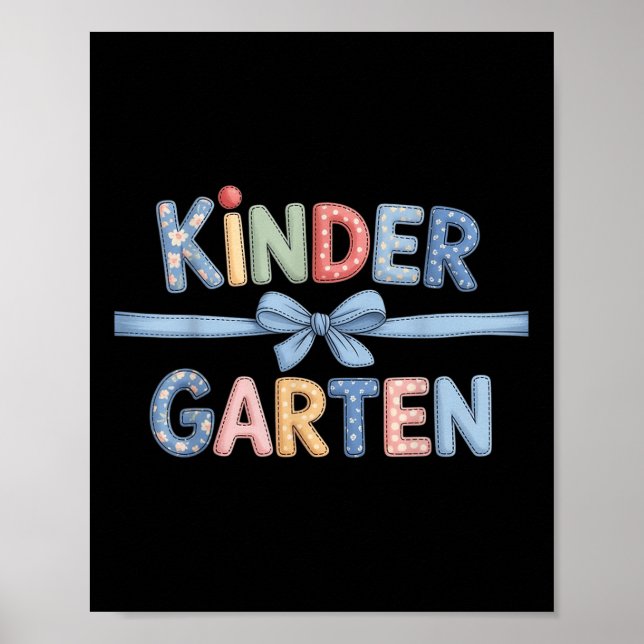 Póster Equipo de profesora de kindergarten elegante lazo  (Frente)