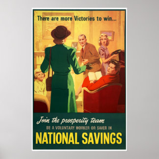 Póster Equipo de Prosperidad Británica AHORRO NACIONAL Gu