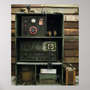 Póster Equipo de Radio Antiguo de Comunicaciones Militare
