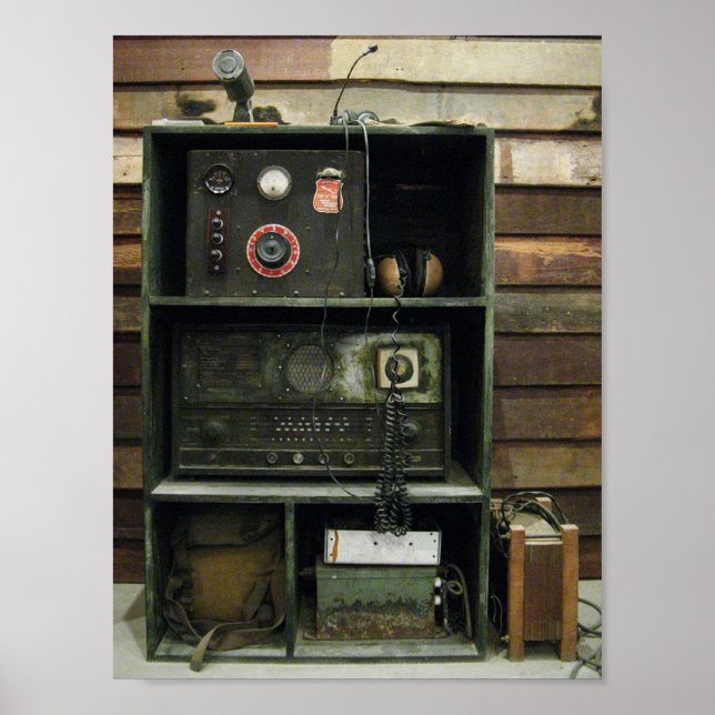 Póster Equipo de radio vintage de comandos militares (Frente)