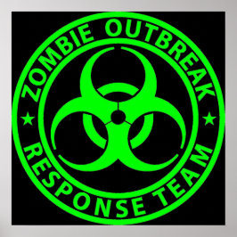 Póster Equipo de respuesta al brote de Zombie Neon Green