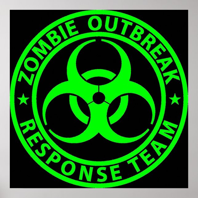 Póster Equipo de respuesta al brote de Zombie Neon Green (Frente)