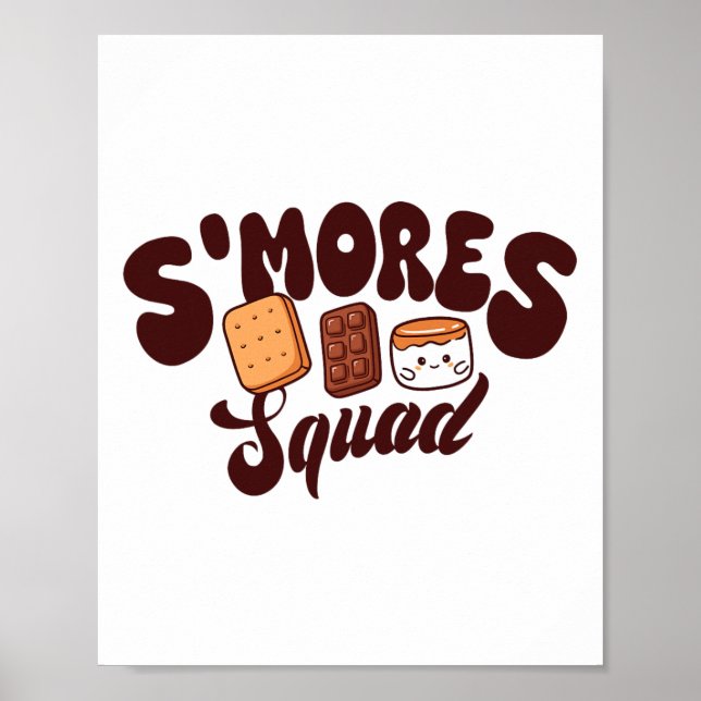 Póster Equipo de S'mores Camping Fogata Chocolate Malvavi (Frente)