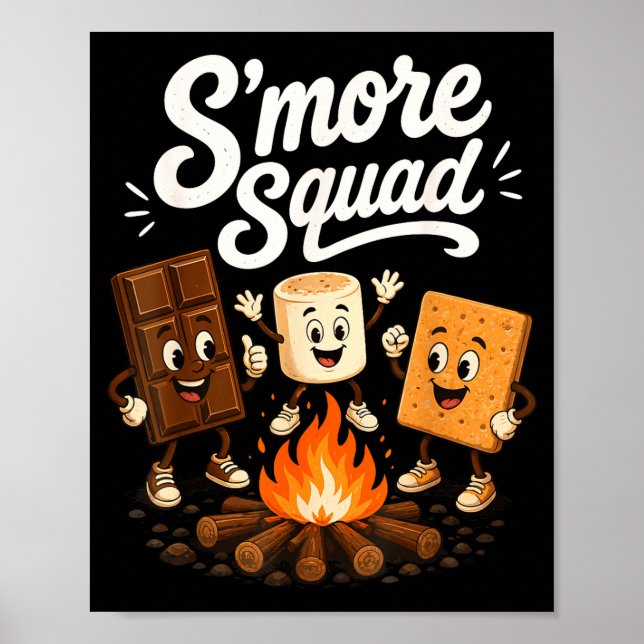 Póster Equipo de S'mores divertido marshmallow hoguera  (Frente)