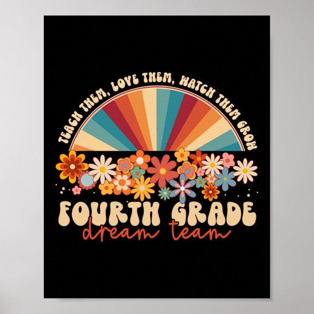 Póster Equipo de Sueño de 4º Grado Groovy Rainbow de vuel (Frente)