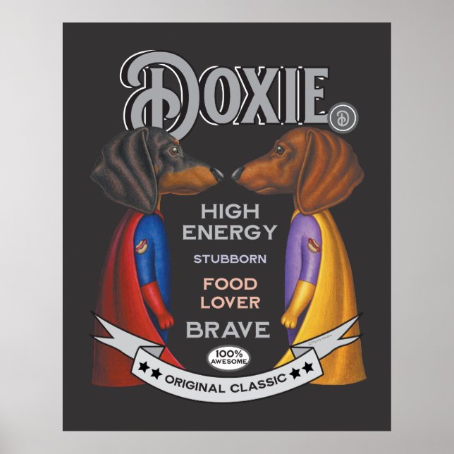 Póster Equipo de superhéroes Cute Dachshund (Frente)