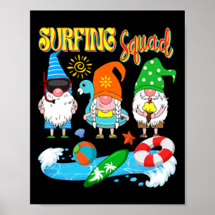 Póster Equipo de surf tres gnomos surf hawaiano verano