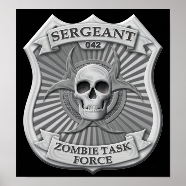 Póster Equipo de Tareas Zombie - Sargento Badge (Frente)
