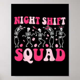 Póster Equipo de turno nocturno Enfermeras conejito baila