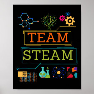 Póster Equipo de vapor de ciencia para niños de la escuel