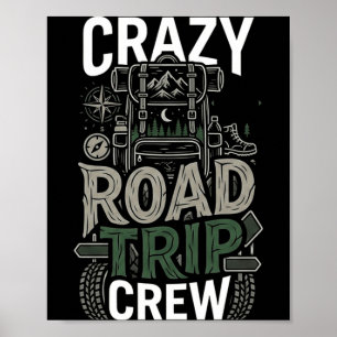 Póster Equipo de viaje en carretera loca aventura viaje c