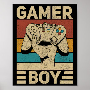 Póster Equipo de videojuegos retro de gamer Boy Gaming Ap