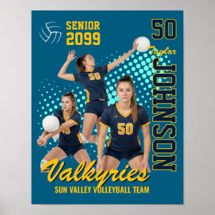 Póster Equipo de Voleibol Foto Personalizada Noche de Vet