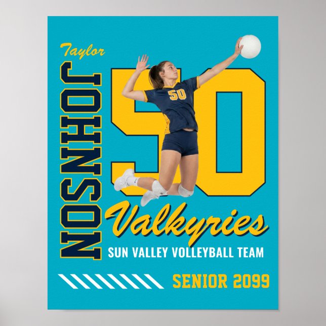 Póster Equipo de Voleibol Jersey Personalizado Número Fot (Frente)