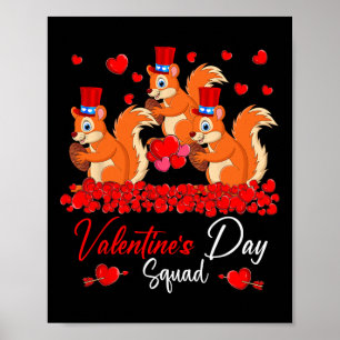Póster Equipo del Día de San Valentín Tres Ardillas Linda