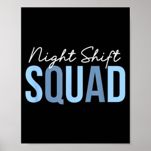 Póster Equipo del turno de noche divertido equipo de enfe