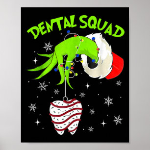 Póster Equipo Dental de Navidad Dentista Lindo Higienista