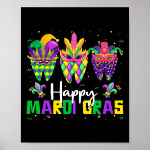Póster Equipo Dental Feliz Mardi Gras Dentista Dientes Ca