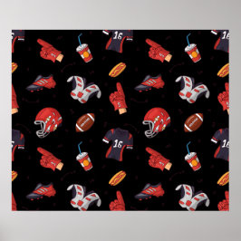 Póster Equipo deportivo de fútbol con patrón de comida