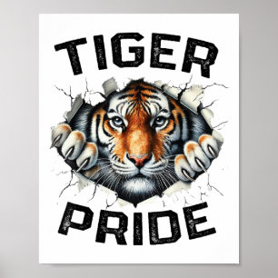 Póster Equipo deportivo de la Escuela de Tigres Retro del