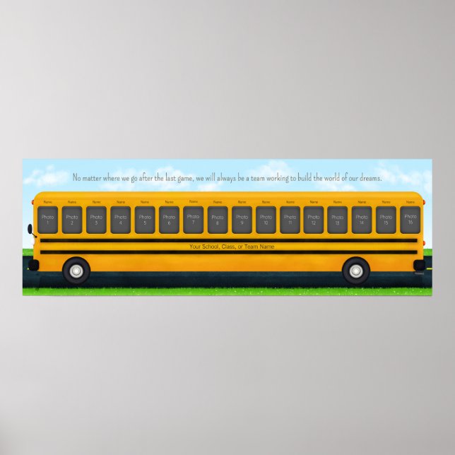 Póster Equipo deportivo en autobús escolar 16 Personaliza (Frente)